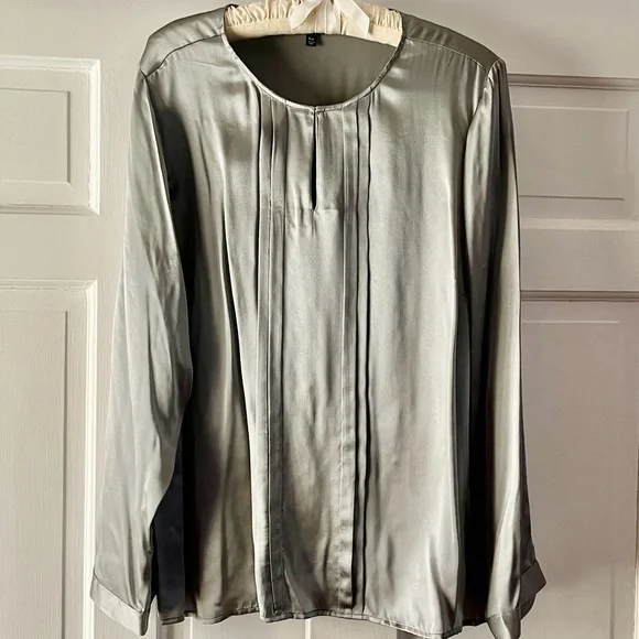 Talbots Silver gray silk blouse - Picture 1 of 7